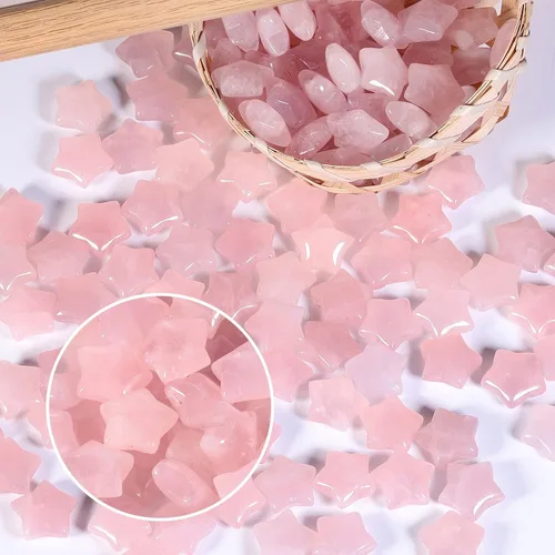 Vista 4 de SUNYIK Paquete de 20 mini piedras de bolsillo de cristal de estrella, piedra de preocupación de cristal curativo para meditación de reiki, ansiedad
