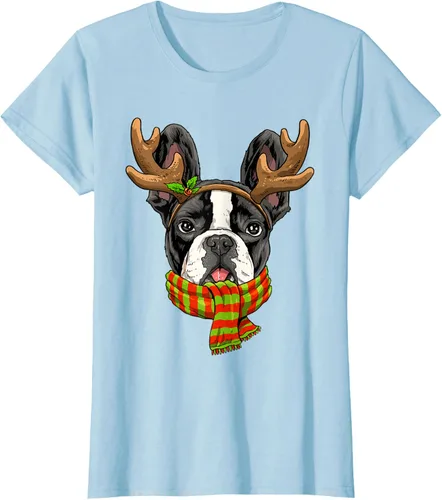 Vista 22 de Camiseta de Navidad para perro Bulldog Francés, Negro, S