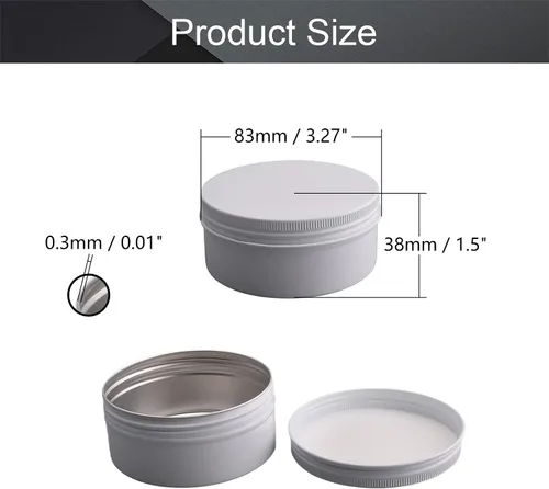 Vista 2 de Othmro 3 latas redondas de metal de 5.1 onzas, tarros de lata de aluminio, recipientes recargables de 5.1 fl oz, latas de lata con tapa de tornillo