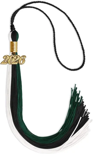 Vista 152 de Endea - Borla de graduación de triple color con gota de fecha dorada (negro/dorado/granate, 2020)
