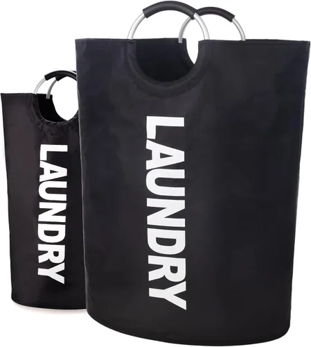 Vista 11 de Twira Cesta de lavandería grande de 90 litros, cesta de lavandería que se mantiene bien, bolsa de lavandería con asas acolchadas, contenedor de ropa