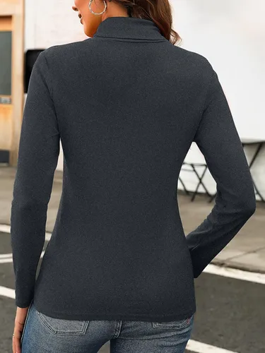Vista 6 de KYLELOVE Camisetas térmicas de manga larga con cuello alto para mujer, básicas, ajustadas, para otoño e invierno