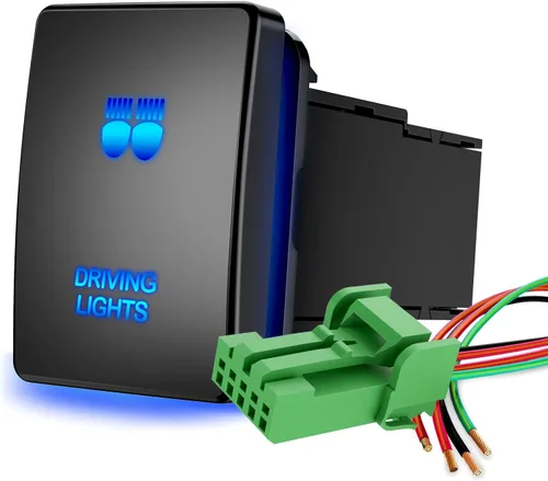 Vista 14 de Nilight Interruptor de botón pulsador para luces AUX 12V ENCENDIDO Apagado con kit de cable conector 1.28" x 0.87" de reemplazo para Toyota Sequoia