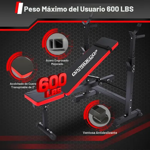 Vista 8 de OPPSDECOR Weight Bench Set for Home Gym, 6-in-1 900LB Foldable Bench Press Negro