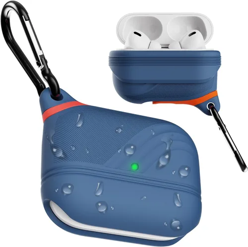 Vista 22 de Funda para AirPods Pro, funda de silicona impermeable para AirPods Pro 2, protección impermeable, portátil, para USB-C/inalámbrico, antipérdida, una