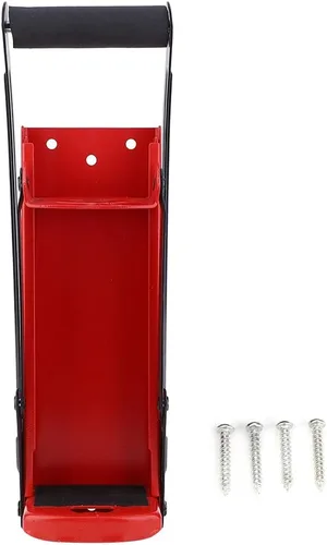 Vista 2 de Trituradora de latas para reciclaje, 16.9 fl oz, trituradora de latas de acero rojo, mango de goma, herramienta de reciclaje de botellas de plástico