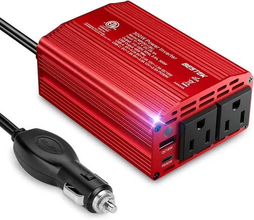 Vista 9 de Inversor de corriente Bestek 300 W CC 12 V a 110 V CA con adaptador de auto con puerto USB doble 4.2 A