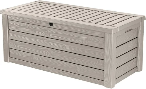 Vista 13 de Keter Astoria 150 Gal Outdoor Storage Box for Patio and Pool Accessories Grey, Resin, Large, Weatherproof, Lockable, Hydraulic Pistons, Easy