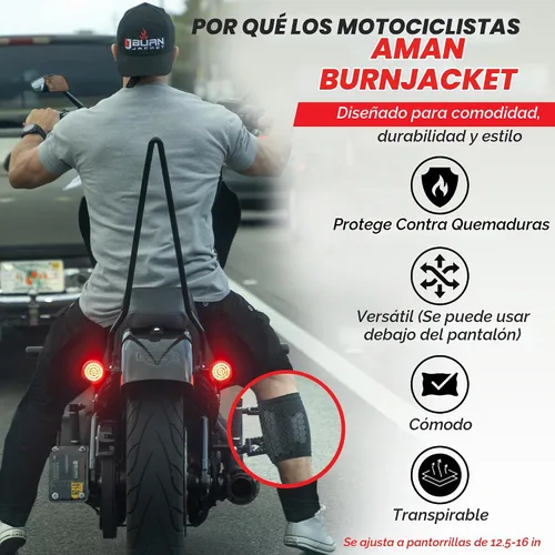 Vista 6 de BurnJacket Max - Funda protectora para tubo de escape de motocicleta contra quemaduras con protección de triple capa, se adapta a pantorrillas