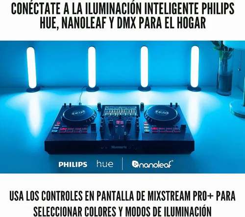 Vista 8 de Numark Controlador de DJ Mixstream Pro+ con Separación de Stems, 2 Decks, Transmisión Wi-Fi, Mezclador, Pantalla Táctil de 7", Altavoces, funciona