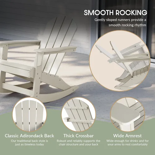 Vista 46 de WestinTrends Silla mecedora Malibu de poliéster para exterior/patio Adirondack, Negra