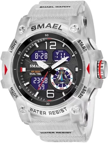 Vista 10 de SMAEL Reloj de pulsera militar para hombre, resistente al agua, para exteriores, deportivo, con fecha, multifunción, LED, con alarma y cronómetro