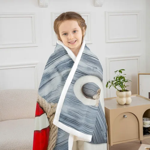 Vista 6 de Erosebridal Manta Sherpa de océano marino para niños y niñas, manta de ancla náutica, manta de playa Hawaii de 40 x 50 pulgadas, manta mullida
