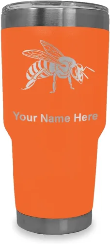 Vista 24 de LaserGram Vaso aislado al vacío de 20 onzas, abeja miel, grabado personalizado incluido (negro)
