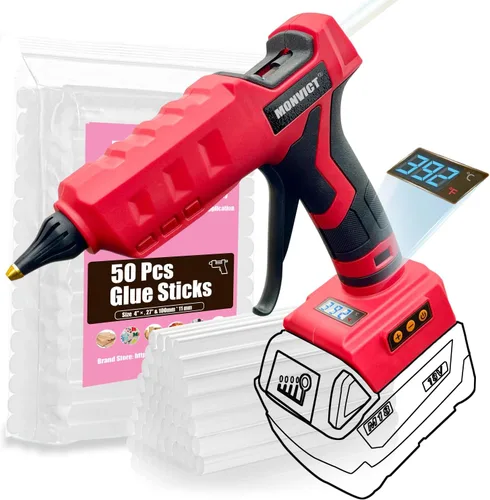 Vista 11 de Pistola de pegamento caliente de tamaño completo, pistolas de pegamento MONVICT de 120 W y 80 W de doble temperatura, gran pistola de pegamento Gris