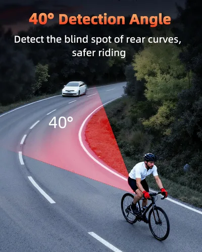 Vista 4 de WSDCAM Luz trasera de radar para bicicleta, alertas visuales y audibles para vehículos de hasta 153 yardas de distancia, encendido/apagado