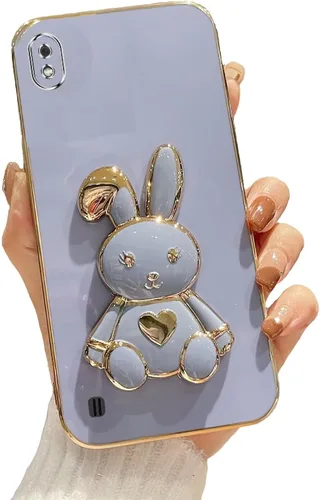 Vista 88 de Funda con soporte de conejo de corazón para Samsung Galaxy A10, cubierta protectora de TPU suave galvanizada a prueba de golpes con bonito soporte