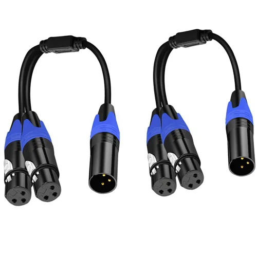 Vista 9 de Cable divisor XLR de 11.8 pulgadas / 1 paquete de 1 cable divisor XLR macho a 2 hembra, cable de micrófono divisor XLR Y de 3 pines macho a doble