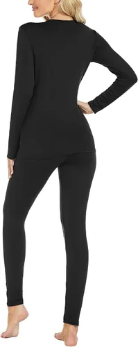 Vista 2 de Conjunto de ropa interior térmica de forro polar para mujer, ultra suave, cálido, conjunto de pantalones largos
