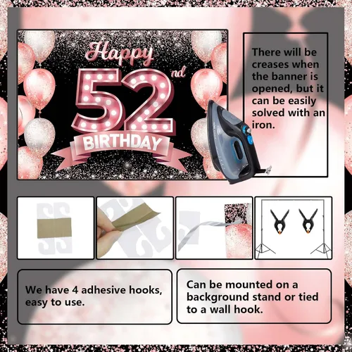 Vista 87 de Cartel de feliz cumpleaños décimo oro rosa, telón de fondo, saludos a 10 años, globos de confeti, decoración temática para niñas de 10 años