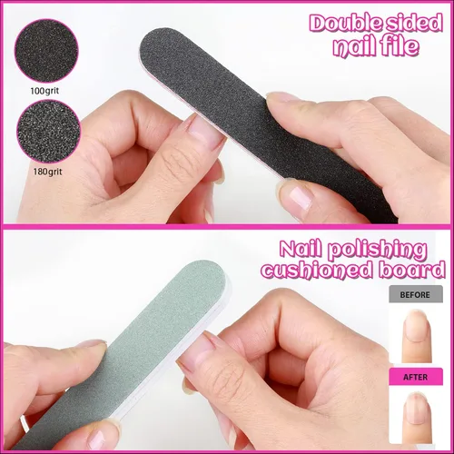 Vista 11 de Puntas de uñas postizas cuadradas extralargas de ABS, kit de 240 piezas con curva C, pegamento de uñas, lima para salón de belleza, hogar y bricolaje