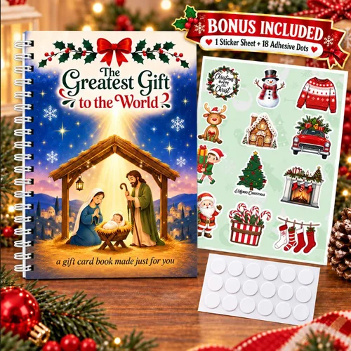 Vista 3 de Libro de tarjetas de regalo de Navidad para adultos, regalo con espiral Navidad cristiana