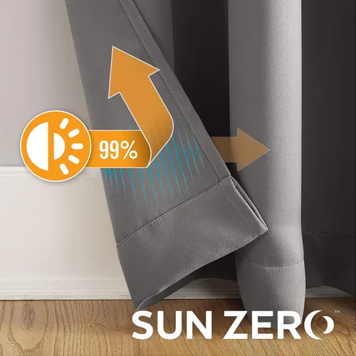 Vista 4 de Sun Zero Soho - Juego de 2 paneles de cortinas opacas de eficiencia energética con ojales, 54 x 84 pulgadas, color gris
