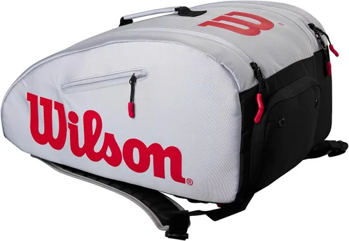 Vista 2 de WILSON Super Tour - Bolsa de pickleball con capacidad para hasta 3 paletas, gris/rojo/negro