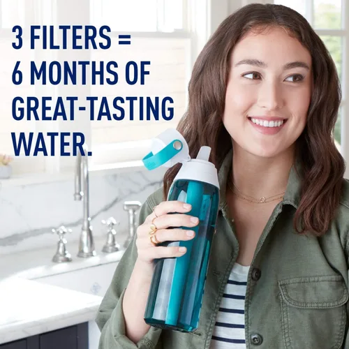 Vista 6 de Brita Botella de agua filtrada aislada con popote de repuesto para filtro de agua