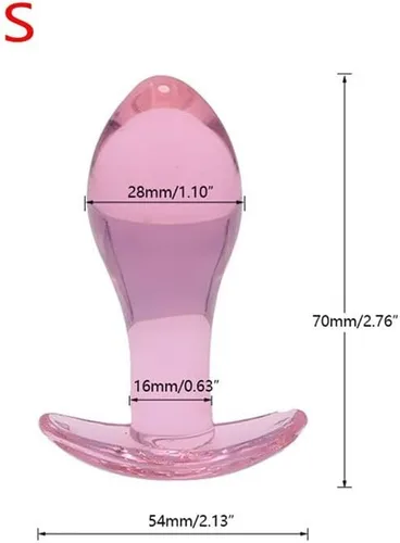 Vista 2 de Tapón anal Butt Plug rosa Vidrio transparente Anal Ano Masturbador para adultos Juguetes sexuales eróticos Culos Tapón anal Consolador de vidrio