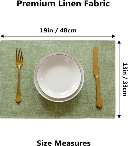 Vista 47 de Demetex - Juego de 4 manteles individuales de mesa de estilo rústico, resistentes al calor, de lino, lavables, de tela, manteles individuales