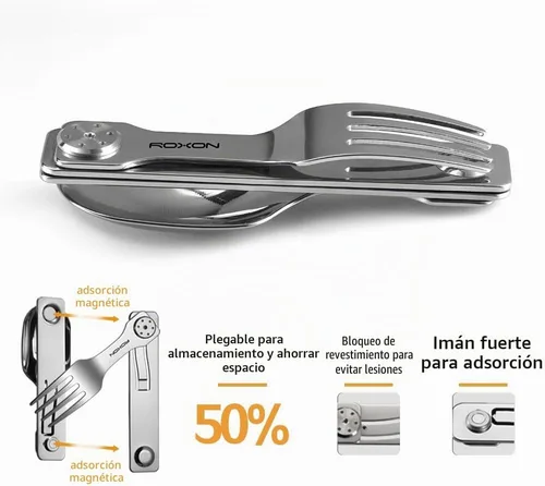 Vista 3 de Roxon C2 2 en 1 - Utensilio plegable desmontable para acampar con tenedor