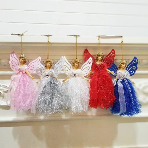 Vista 2 de Ochine Adornos de ángel para árbol de Navidad, decoración colgante de muñeca linda para adorno de árbol de Navidad