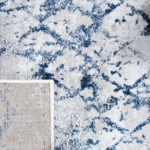 Vista 7 de SAFAVIEH Amelia Collection - Alfombra decorativa de 2 pies 2 pulgadas x 4 pies, gris y azul marino, diseño moderno enrejado envejecido, no desprende