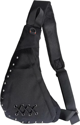 Vista 7 de Mochila de nylon para el pecho, mochila de viaje en bicicleta y gimnasio