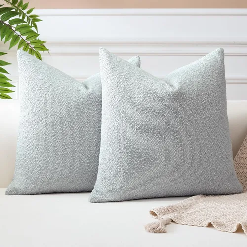 Vista 5 de OTOSTAR Paquete de 2 fundas de almohada cuadradas con textura de boucle, fundas de almohada cuadradas, acogedoras, suaves, decorativas, para sofá