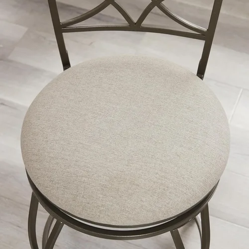Vista 5 de Linon Curves - Taburete giratorio de metal de peltre de 25 pulgadas con asiento tapizado beige