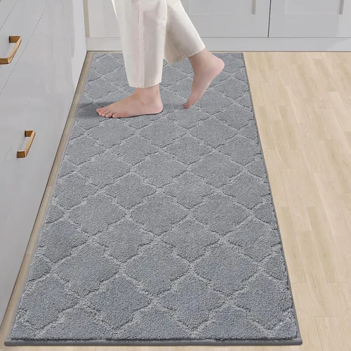 Vista 27 de COSY HOMEER Alfombras suaves de cocina [2 piezas] para el frente del fregadero súper absorbentes, tapetes y tapetes de cocina de 20 x 30 pulgadas/20