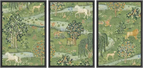 Vista 106 de SIGNWIN Lienzo enmarcado para pared, juego de arte sereno de pantanos con humedales verdes e ilustraciones de agua tranquila, arte moderno