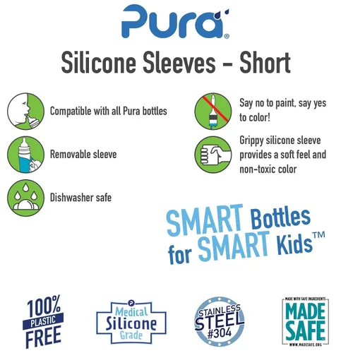 Vista 2 de Pura Kiki - Fundas cortas de silicona para botellas, sin plástico, grado médico, no tóxico, certificado MadeSafe, añade agarre, antideslizante