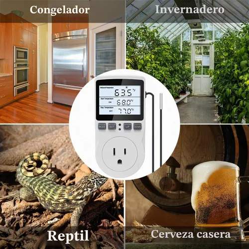 Vista 8 de KETOTEK Termostato de enchufe controlador de temperatura digital con retroiluminación LCD 120V, enchufe de control de temperatura de calefacción