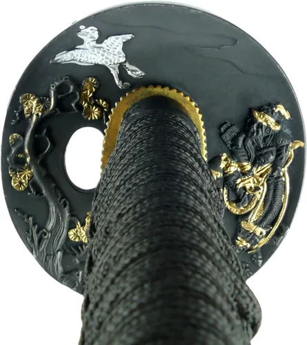 Vista 5 de MAKOTO Espada Katana Samurai afilada hecha a mano, 40 pulgadas, tamaño completo, acero de alto carbono, hoja de espiga completa, vaina de estrella