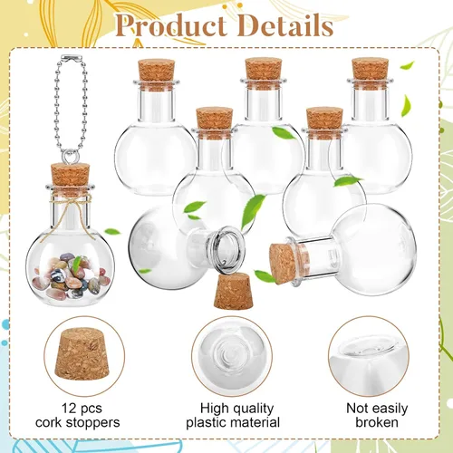 Vista 4 de Paquete de 10 mini botellas de plástico transparente con corchos, pequeñas botellas de plástico transparente para cumpleaños, baby shower, boda