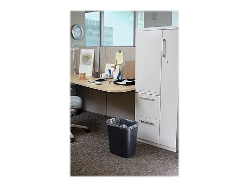 Vista 4 de Rubbermaid Commercial Products - Basurero de resina plástica/Papelera, 7 galones/28 cuartos de galón, color negro, de plástico
