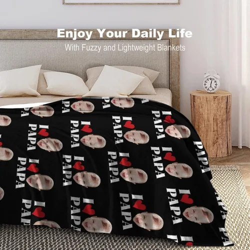 Vista 3 de D-Story Mantas faciales personalizadas, regalo personalizado con fotos para papá, día del padre