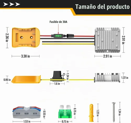 Vista 3 de Kzreect Convertidor reductor de 20 V a 12 V compatible con batería Dewalt General