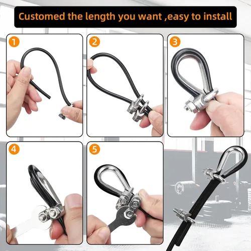 Vista 4 de LFJ Cable de repuesto para máquina de poleas, cable de acero resistente de 32.8/65.6/98.4 pies para sistema de polea de elevación de peso, cable