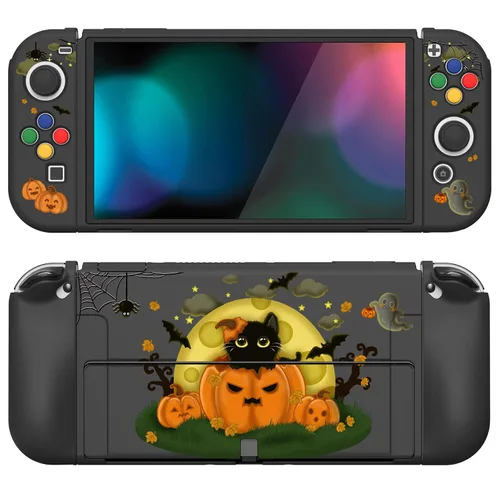 Vista 25 de PlayVital ZealProtect - Funda protectora suave para Nintendo Switch OLED, protector flexible Joycon Grip Cover para Nintendo Switch OLED con tapas