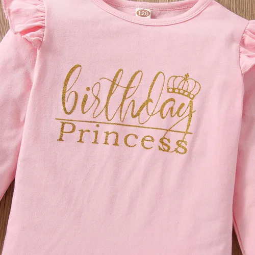 Vista 3 de Conjunto de camiseta de cumpleaños para niñas pequeñas, chaleco de princesa con volantes, camiseta sin mangas para bebés