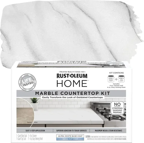 Vista 12 de Rust-Oleum 369548 - Kit de revestimiento para encimera de mármol para el hogar, 72 onzas líquidas, negro